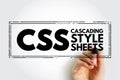 CSS Cascading Style Sheets - language used for describing the presentation of a document written in a markup language, acronym Royalty Free Stock Photo