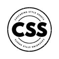 CSS Cascading Style Sheets - language used for describing the presentation of a document written in a markup language, acronym Royalty Free Stock Photo