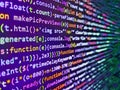 Css3 code on a colorful background. Abstract information digital technology modern background. Software background. Computer