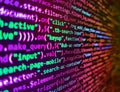Css3 code on a colorful background. Concept of security, programming and hacking, deep decryption and encryption. Future Royalty Free Stock Photo