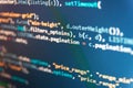 Css3 code on a colorful background. Programmer typing new lines of HTML code. Software development creating projects. Abstract