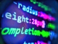 Css3 code on a colorful background. Programmer working in desktop laptop. Monitor closeup of function source code. Php code on Royalty Free Stock Photo