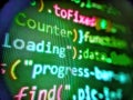 Css3 code on a colorful background. Screen at wor. Source code photo. Green color becomes the most dominant color. Freeware open Royalty Free Stock Photo