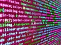 Css3 code on a colorful background. Script procedure creating. Abstract computer script source code. Software data monitor new Royalty Free Stock Photo