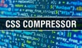 CSS compressor concept with Random Parts of Program Code. CSS compressor with Programming code abstract technology background of Royalty Free Stock Photo