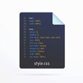 CSS - flat vector icon. Cascading Style Sheets file document concept with real structured id and elements stylesheet Royalty Free Stock Photo