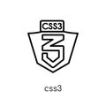 CSS3 icon. Trendy modern flat linear vector CSS3 icon on white b