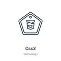 Css3 outline vector icon. Thin line black css3 icon, flat vector simple element illustration from editable technology concept