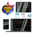 CSS Programming Language Vector Flat Illustrations Set Royalty Free Stock Photo