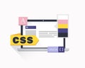 CSS script code, developer web concept.Software coding, programming languages, testing, debugging, website. Vector illustration fl