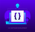 CSS Software Development Programming concept on dark gradient background. Laptop with envelope, open window with Royalty Free Stock Photo