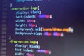 CSS style code. Computer programming source code. Abstract screen of web developer. Digital technology modern background