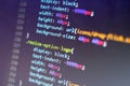 CSS style code. Computer programming source code. Abstract screen of web developer. Digital technology modern background