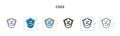 Css3 vector icon in 6 different modern styles. Black, two colored css3 icons designed in filled, outline, line and stroke style.