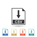 CSV file document icon. Download CSV button icon isolated on white background. Set elements in colored icons Royalty Free Stock Photo