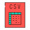 csv file format document icon color illustration