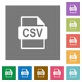 CSV file format square flat icons Royalty Free Stock Photo