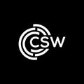 CSW letter logo design on black background. CSW creative initials letter logo concept. CSW letter design