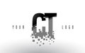 CT C T Pixel Letter Logo with Digital Shattered Black Squares