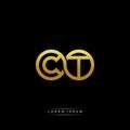 CT initial letter linked circle capital monogram logo modern template silver color version