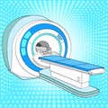 CT scanner computerized tomography scanner , MRI magnetic resonance imaging machine, medical equipment. Pop art raster Royalty Free Stock Photo