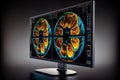 CT scanner, a monitor with an image of the internal organs of the computer tomograph