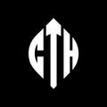CTH circle letter logo design with circle and ellipse shape. CTH ellipse letters with typographic style. The three initials form a Royalty Free Stock Photo