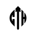 CTH circle letter logo design with circle and ellipse shape. CTH ellipse letters with typographic style. The three initials form a Royalty Free Stock Photo
