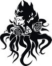 Cthulhu with gas mask nuclear evil logo vectorized