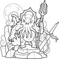 Cthulhu with a trident in his hand