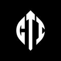 CTI circle letter logo design with circle and ellipse shape. CTI ellipse letters with typographic style. The three initials form a Royalty Free Stock Photo