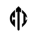 CTI circle letter logo design with circle and ellipse shape. CTI ellipse letters with typographic style. The three initials form a Royalty Free Stock Photo