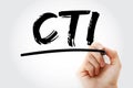 CTI - Computer Telephony Integration acronym with marker, technology concept background Royalty Free Stock Photo