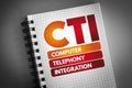 CTI - Computer Telephony Integration acronym on notepad, technology concept background Royalty Free Stock Photo