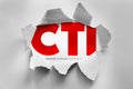 CTI computer telephony integration acronym revealed through torn paper, business communication technology concept featuring CTI Royalty Free Stock Photo