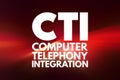 CTI - Computer Telephony Integration acronym, technology concept background Royalty Free Stock Photo
