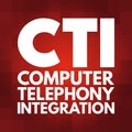 CTI - Computer Telephony Integration acronym, technology concept background