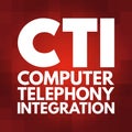 CTI - Computer Telephony Integration acronym, technology concept background Royalty Free Stock Photo