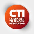 CTI - Computer Telephony Integration acronym, technology concept background Royalty Free Stock Photo