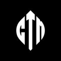 CTM circle letter logo design with circle and ellipse shape. CTM ellipse letters with typographic style. The three initials form a Royalty Free Stock Photo