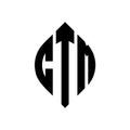 CTM circle letter logo design with circle and ellipse shape. CTM ellipse letters with typographic style. The three initials form a Royalty Free Stock Photo