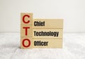 CTO - Chief technical officer - word is made of wooden building blocks