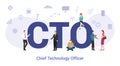 Cto chief technology officer concept with big word or text and team people with modern flat style - vector