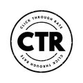 CTR Click-Through Rate - ratio of users who click on a specific link to the number of total users who view a page, email, or Royalty Free Stock Photo