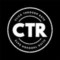 CTR Click-Through Rate - ratio of users who click on a specific link to the number of total users who view a page, email, or