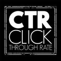 CTR Click-Through Rate - ratio of users who click on a specific link to the number of total users who view a page, email, or Royalty Free Stock Photo