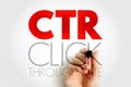 CTR Click-Through Rate - ratio of users who click on a specific link to the number of total users who view a page, email, or Royalty Free Stock Photo