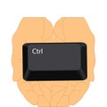 Hands holding the ctrl button key from a keyboard
