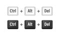 Ctrl alt del shortcut keys. Keyboard keys. Computer button. Vector stock illustration.