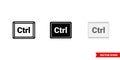 Ctrl button icon of 3 types color, black and white, outline. Isolated vector sign symbol